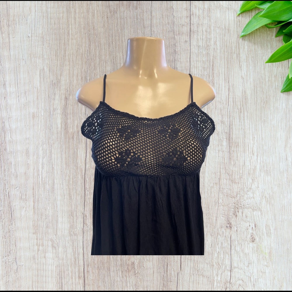 Xhilaration Cover Up Dress Womens Black Crochet size M - Picture 4 of 13